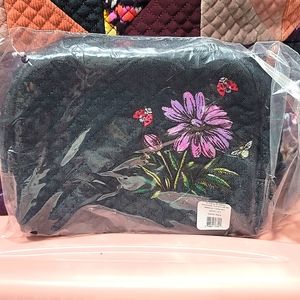 Vera Bradley Denim Navy Iconic Medium Cosmetic with embroidery NWT